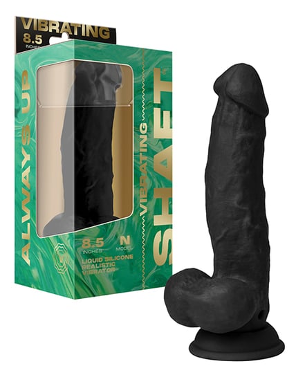 Shaft Flexskin Liquid Silicone 8.5″ Vibrating Side Curve Dong w/Balls – Black by Shaft product image