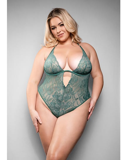 Temptress Aerin Lace Teddy w/Removable Chain – Green 3X/4X by Temptress by Fantasy product image