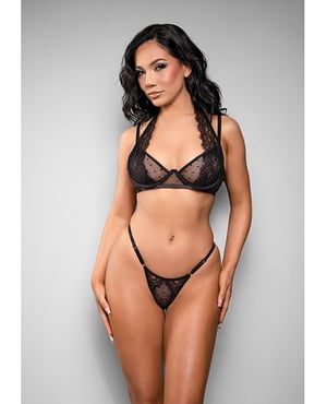 Temptress Vivienne Swiss Dot Mesh and Lace Bra w/Panty 2 pc Set – Black L/XL by Temptress by Fantasy product image