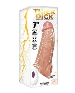 Skinsations Thick Dick Vibrating Sleeve w/Remote Control Multi-Function – Vanilla by Hott Products product image