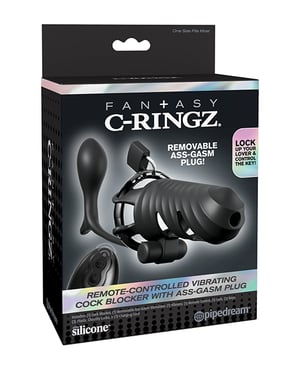 Fantasy C-Ringz Remote Controlled Vibrating Cock Blocker w/Ass-Gasam Plug – Black by Fantasy C-Ringz product image