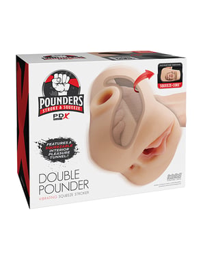 PDX Plus Double Pounder Vibrating Squeeze Stroker – Light by PDX Plus product image