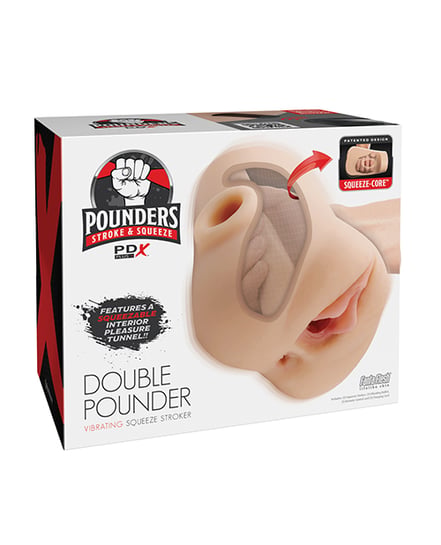 PDX Plus Double Pounder Vibrating Squeeze Stroker – Light by PDX Plus product image