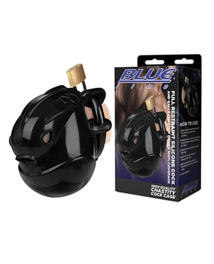 Full Restraint Silicone Cock & Balls Chastity Device – 100% Coverage Black by Blue Line product image