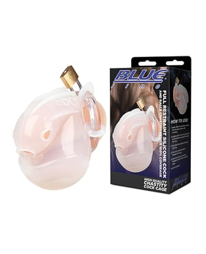Full Restraint Silicone Cock & Balls Chastity Device – 100% Coverage White by Blue Line product image