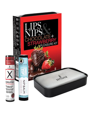 Sensuva Lips & Nips Pleasure Kit – Chocolate Nip Zip + Chocolate Strawberry XBalm + 50 Ways to Kiss Guide by Sensuva product image