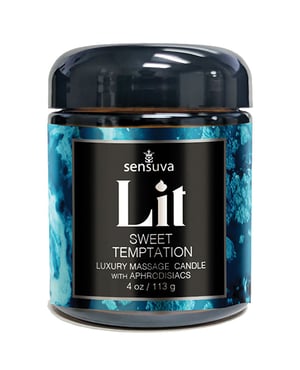Sensuva Lit Sweet Temptation Luxury Massage Candle – 4 oz Vanilla, Sugar & Sweet Pea by Sensuva product image