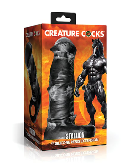 Creature Cocks Stallion 1″ Silicone Penis Extension – Black/Silver Large by Creature Cocks product image