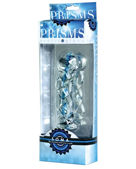 Prisms Erotic Glass Soma Twisted Dildo – Clear/Blue by Prisms Erotic Glass product image