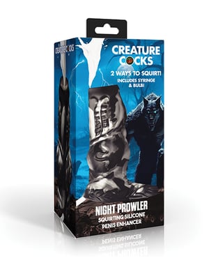 Creature Cocks Night Prowler Squirting Silicone Penis Enhancer – Silver by Creature Cocks product image