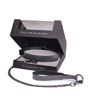 Pleasure Collection Gunmetal Glam Collar & Leash w/Removable Chain by Coquette Pleasure Collection product image
