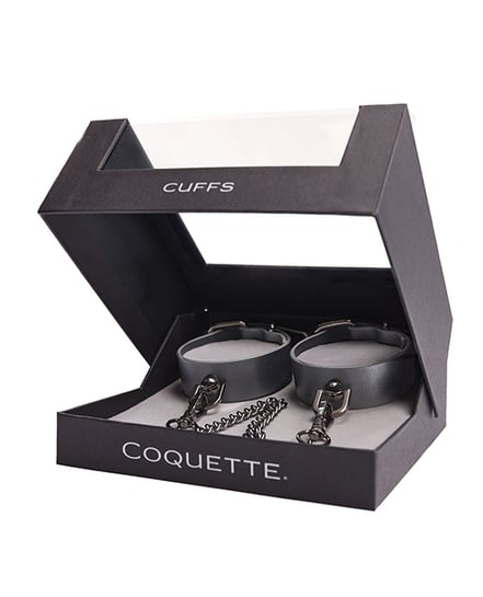Pleasure Collection Gunmetal Glam Cuffs w/Removable Chain by Coquette Pleasure Collection product image