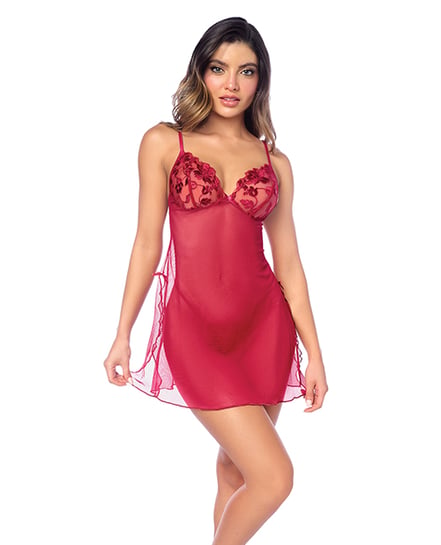 Luxe Babydoll w/Adjustable Straps & G-String – Red L/XL by Mapale product image
