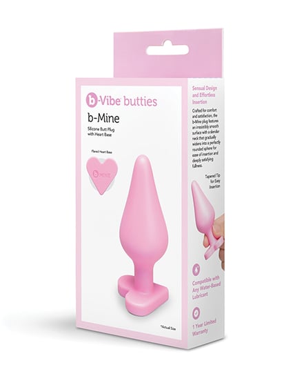 B-Mine Butties – Silicone Butt Plug with Heart Base – Pink by b-vibe product image