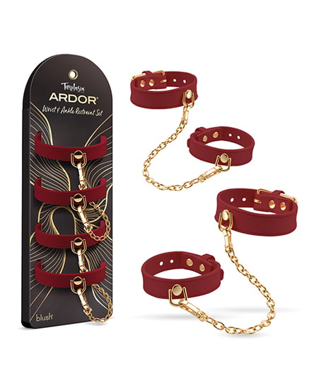 Blush Temptasia Ardor Wrist & Ankle Restraints – Red by Temptasia product image