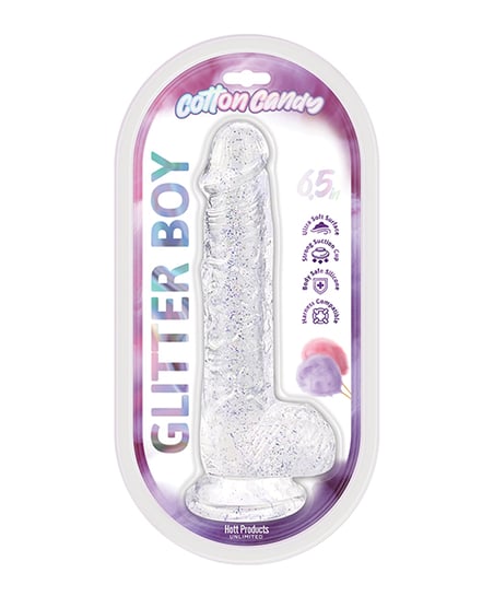 Cotton Candy Glitter Boy 6″ Suction Cup Dildo – Clear by Hott Products product image