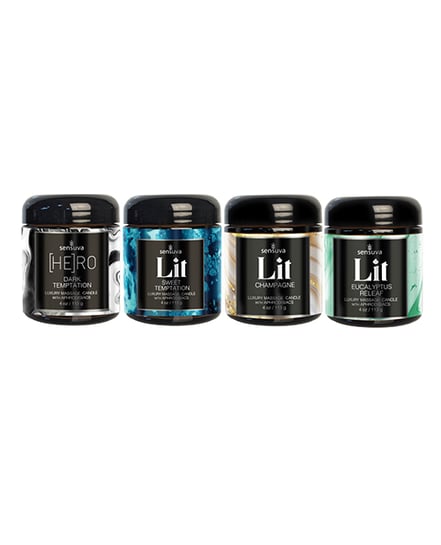 Sensuva Lit 4 pc Variety Pack Luxury Massage Candles by Sensuva product image