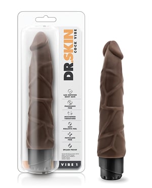 Blush Dr. Skin Cock Vibe 9″ Vibrating Cock – Chocolate by Dr. Skin product image