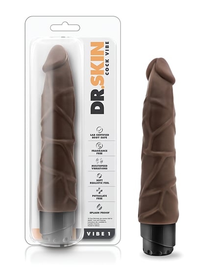 Blush Dr. Skin Cock Vibe 9″ Vibrating Cock – Chocolate by Dr. Skin product image