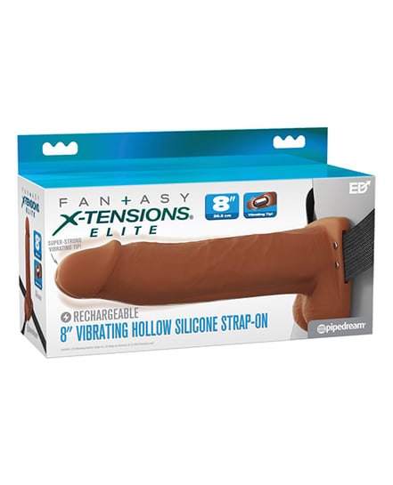 Fantasy X-Tensions Elite 8″ Vibrating Hollow Strap-On – Brown by Fantasy X-tensions product image