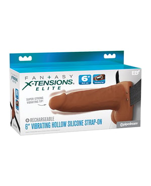 Fantasy X-Tensions Elite 6″ Vibrating Hollow Strap-On – Brown by Fantasy X-tensions product image