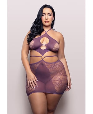 Vixen Focus On Me Halter Dress w/Key Ring Details – Purple QN by Vixen by Fantasy Lingerie product image