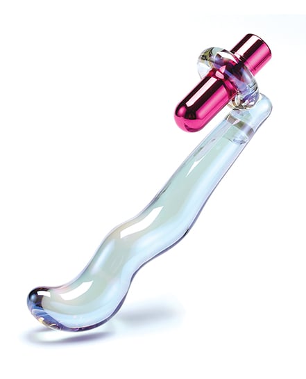 Cristal Twilight Glow Glass Dildo w/Clitoral Vibrator by Cristal product image