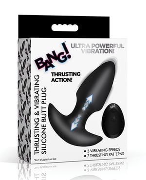 Bang! Thrusting & Vibrating Butt Plug – Black by Bang! product image