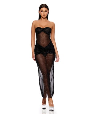 Private Party Glitter Dress w/Thong – Black MD by Forplay product image