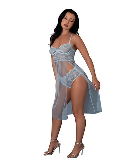 Blue Sky Long Chemise & Boy Short Panty – Light Blue S/M by Exposed product image