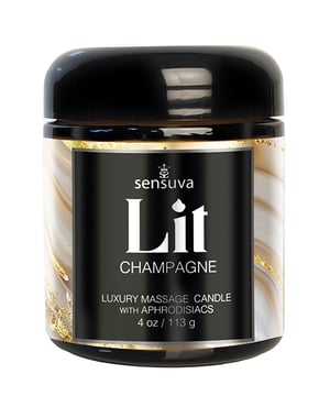 Sensuva Lit Champagne Luxury Massage Candle - 4 oz