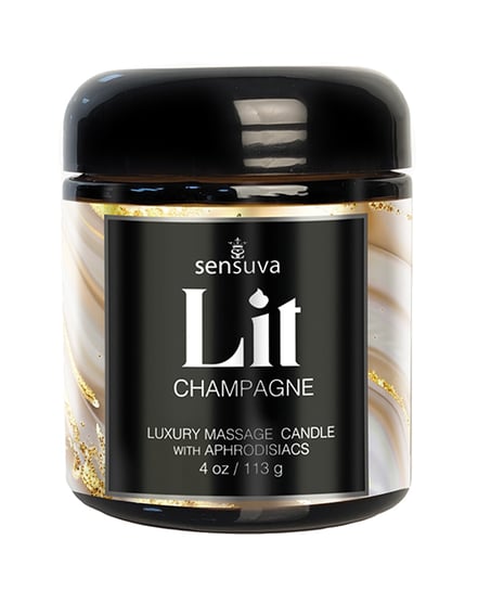 Sensuva Lit Champagne Luxury Massage Candle – 4 oz by Sensuva product image