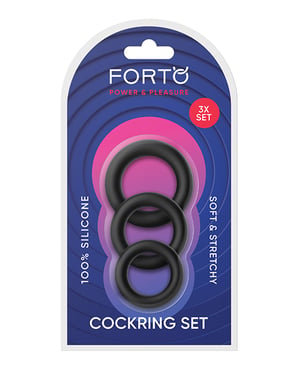 Forto Trio Cock Ring Set – Black by Forto product image