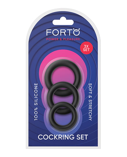 Forto Trio Cock Ring Set – Black by Forto product image