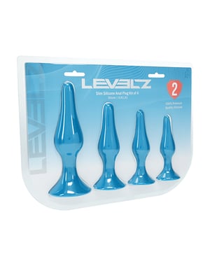 Shots Levelz Slim Silicone Anal Plug Kit of 4 – Teal by Levelz product image