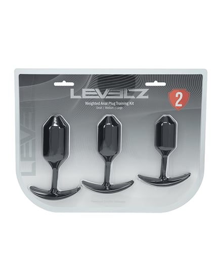 Shots Levelz Silicone Weighted Anal Plug Training Kit Set of 3 – Black by Levelz product image