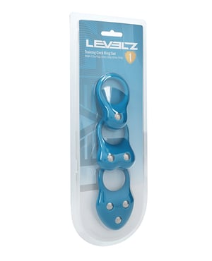 Shots Levelz Silicone Training Cock Ring Set of 3 – Teal by Levelz product image
