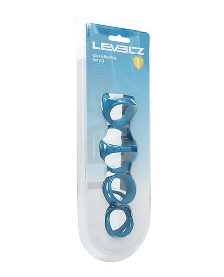 Shots Levelz Set of 4 Silicone Cock & Ball Rings – Teal by Levelz product image