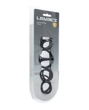 Shots Levelz Set of 4 Silicone Cock & Ball Rings – Black by Levelz product image