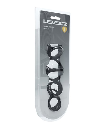 Shots Levelz Set of 4 Silicone Cock & Ball Rings – Black by Levelz product image