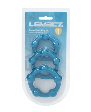 Shots Levelz Beaded Silicone Cock Ring Set of 3 (35 mm, 40 mm, 45 mm) – Teal by Levelz product image