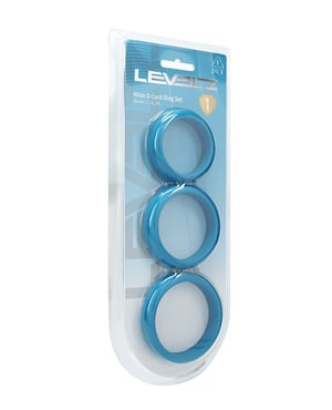 Shots Levelz Wide O Silicone Cock Ring Set of 3 (42 mm, 50 mm, 55 mm) – Teal by Levelz product image