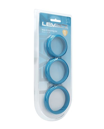 Shots Levelz Wide O Silicone Cock Ring Set of 3 (42 mm, 50 mm, 55 mm) – Teal by Levelz product image