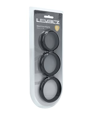 Shots Levelz Wide O Silicone Cock Ring Set of 3 (42 mm, 50 mm, 55 mm) – Black by Levelz product image