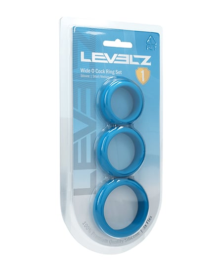 Shots Levelz Wide O Silicone Cock Ring Set of 3 – Teal by Levelz product image