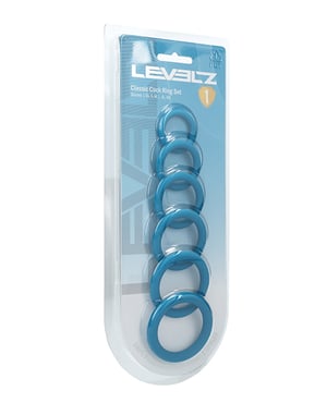 Shots Levelz Classic Silicone Cock Ring Set of 6 All Sizes – Teal by Levelz product image