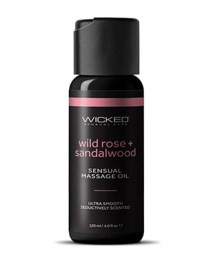 Wicked Sensual Care Wild Rose and Sandalwood Massage Oil – 4 oz Bottle by Wicked Sensual Care product image