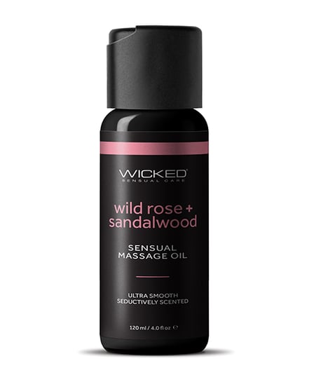 Wicked Sensual Care Wild Rose and Sandalwood Massage Oil – 4 oz Bottle by Wicked Sensual Care product image