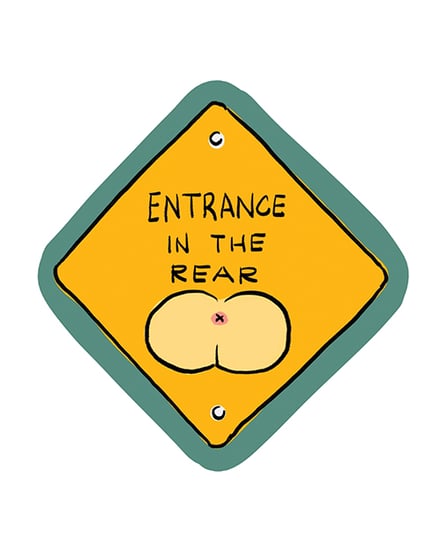 Entrance In The Rear – Funny Vinyl Sticker by Sleazy Greetings product image