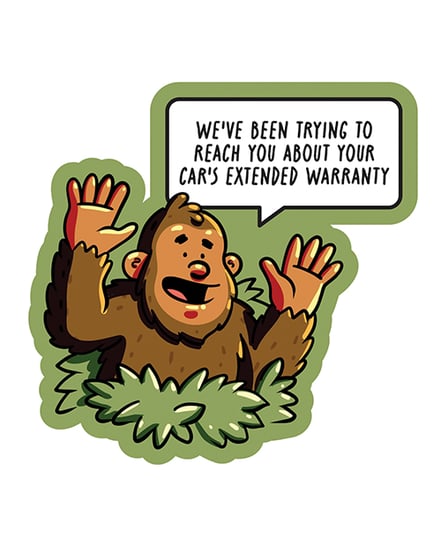 Bigfoot Car’s Extended Warranty – Funny Vinyl Sticker by Sleazy Greetings product image